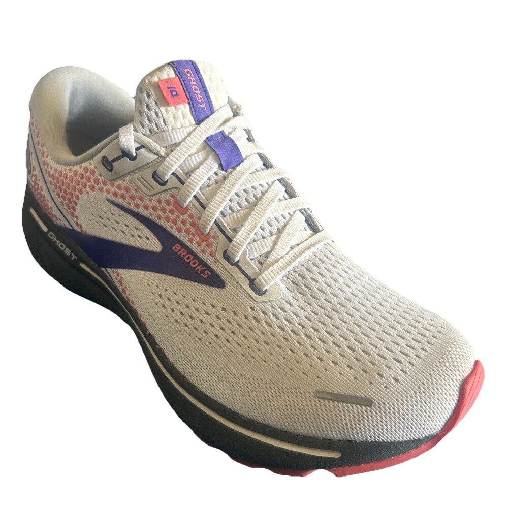 Brooks Ghost 14 Womens 10B White Purple Athletic Running Shoes * no insole